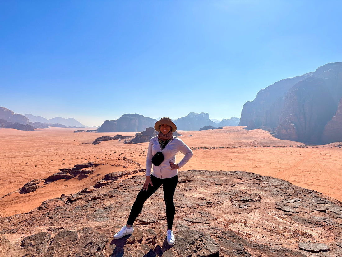 Standing on a rock in the Wadi Rum Desert - Jordan